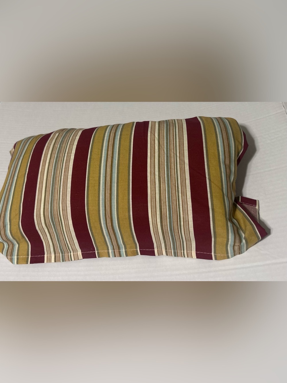 Waverly Queen Striped Bed Skirt . Burgundy, Gold, Blue Pattern READ